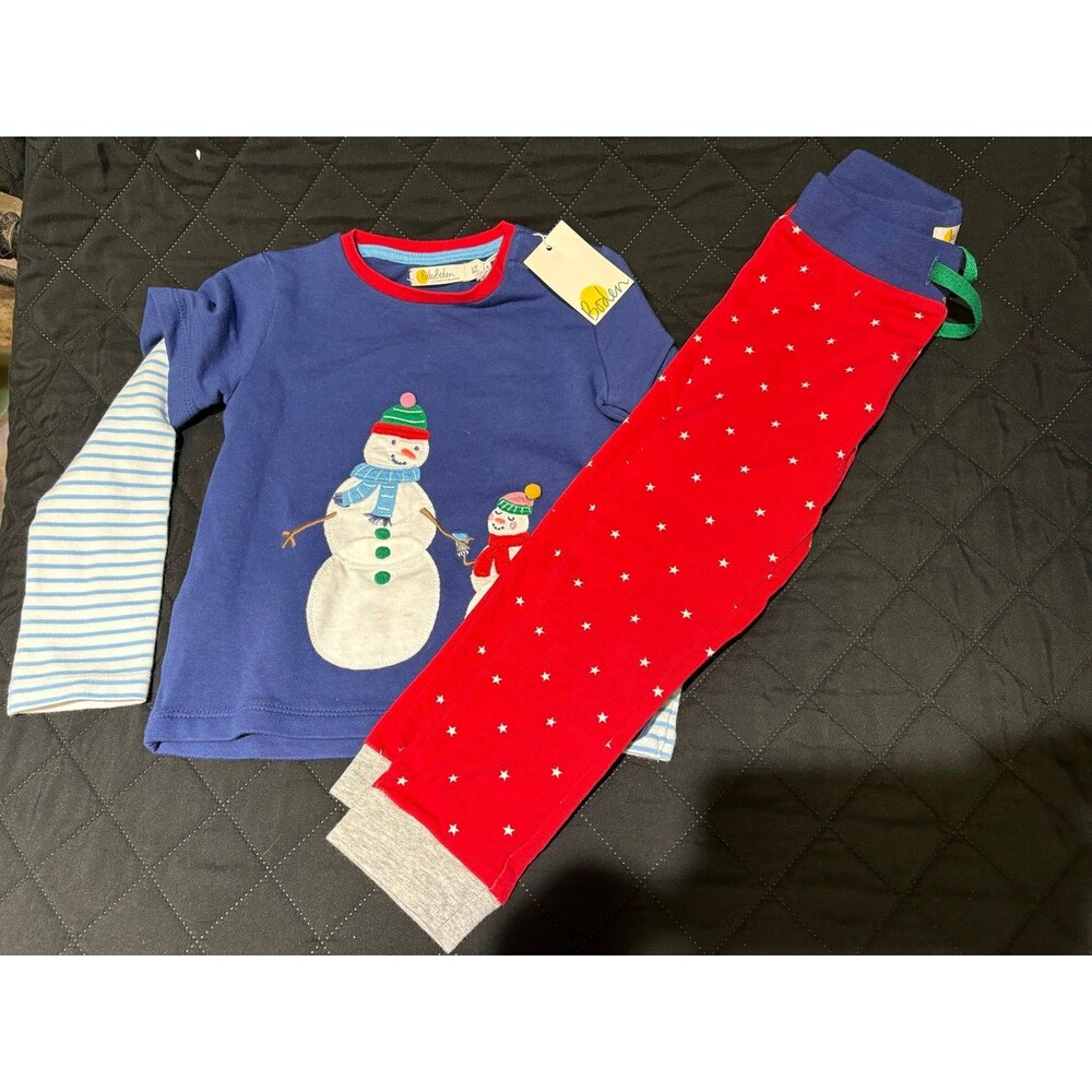 Baby Boden Snow Family Appliqué Cotton Sweatshirt & Joggers Sz 2-3 years